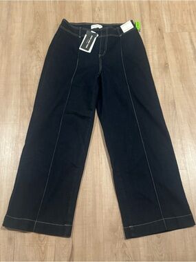 Wide Leg Marc New York Dark Wash Jeans with Contrast Stitching